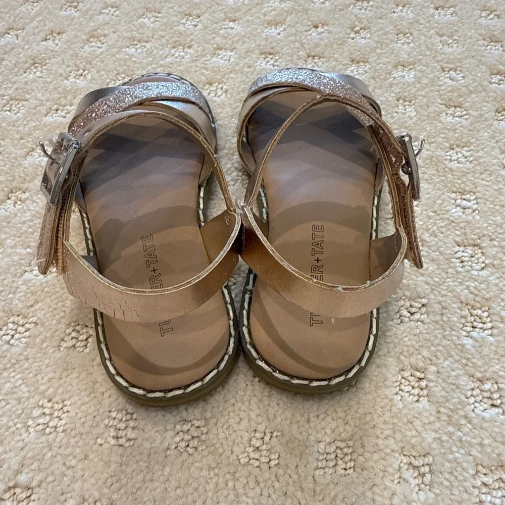 Tucker + Tate Toddler Sandals Size 9 Rose Gold Glitter Strap Buckle Closure